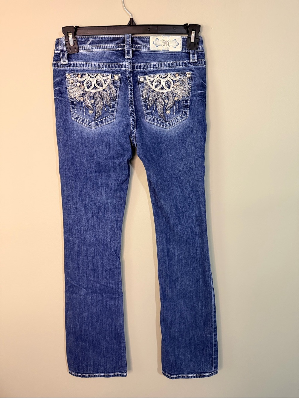 Gorgeous Miss Me Los Angeles Mid-Rise Boot Jeans Embellished Pockets 34” Inseam